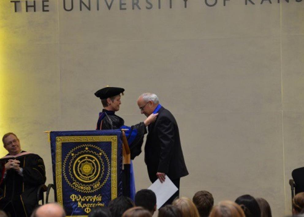 Daniel Flynn Faculty receiving his phi kappa phi medal