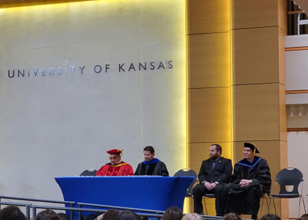 Deans and officers on stage